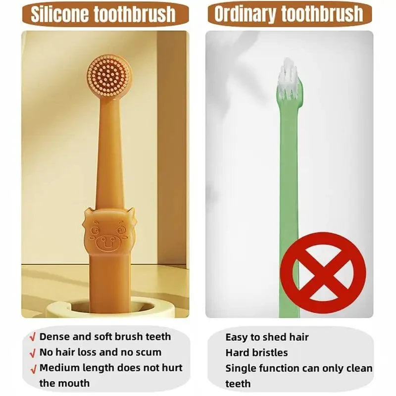 Teeth Whitening Dog Cat Silicone Soft Toothbrush Oral Care