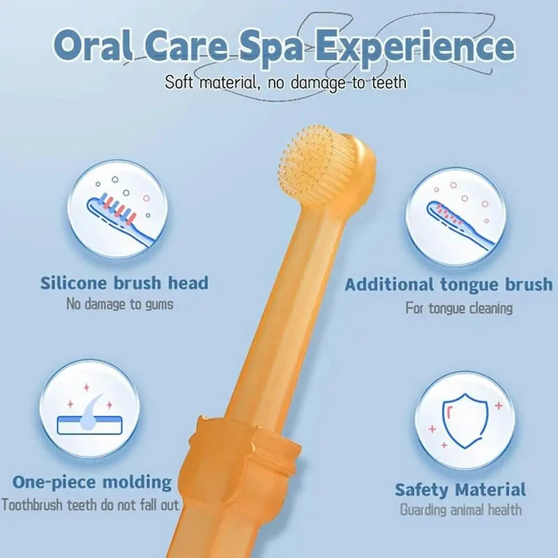 Teeth Whitening Dog Cat Silicone Soft Toothbrush Oral Care