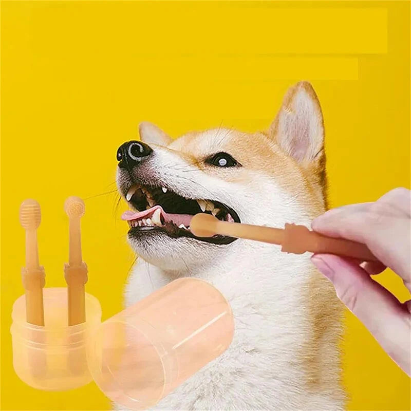 Teeth Whitening Dog Cat Silicone Soft Toothbrush Oral Care