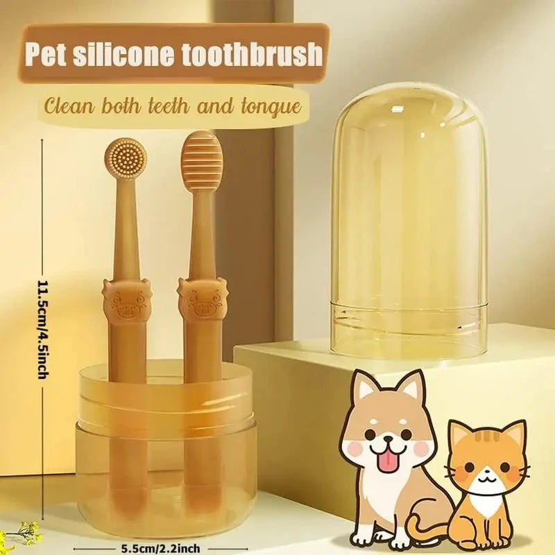 Teeth Whitening Dog Cat Silicone Soft Toothbrush Oral Care