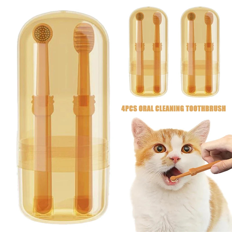 Teeth Whitening Dog Cat Silicone Soft Toothbrush Oral Care