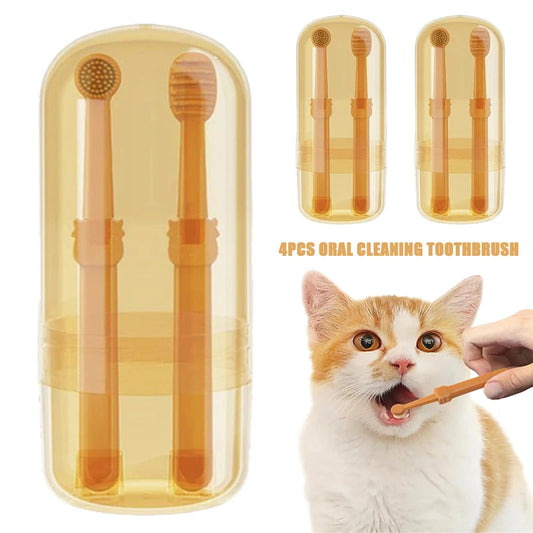 Teeth Whitening Dog Cat Silicone Soft Toothbrush Oral Care