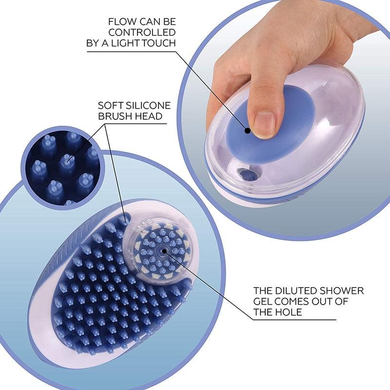 Dog Cat Bath Brush 2-in-1 Pet  Massage Comb Soft Silicone