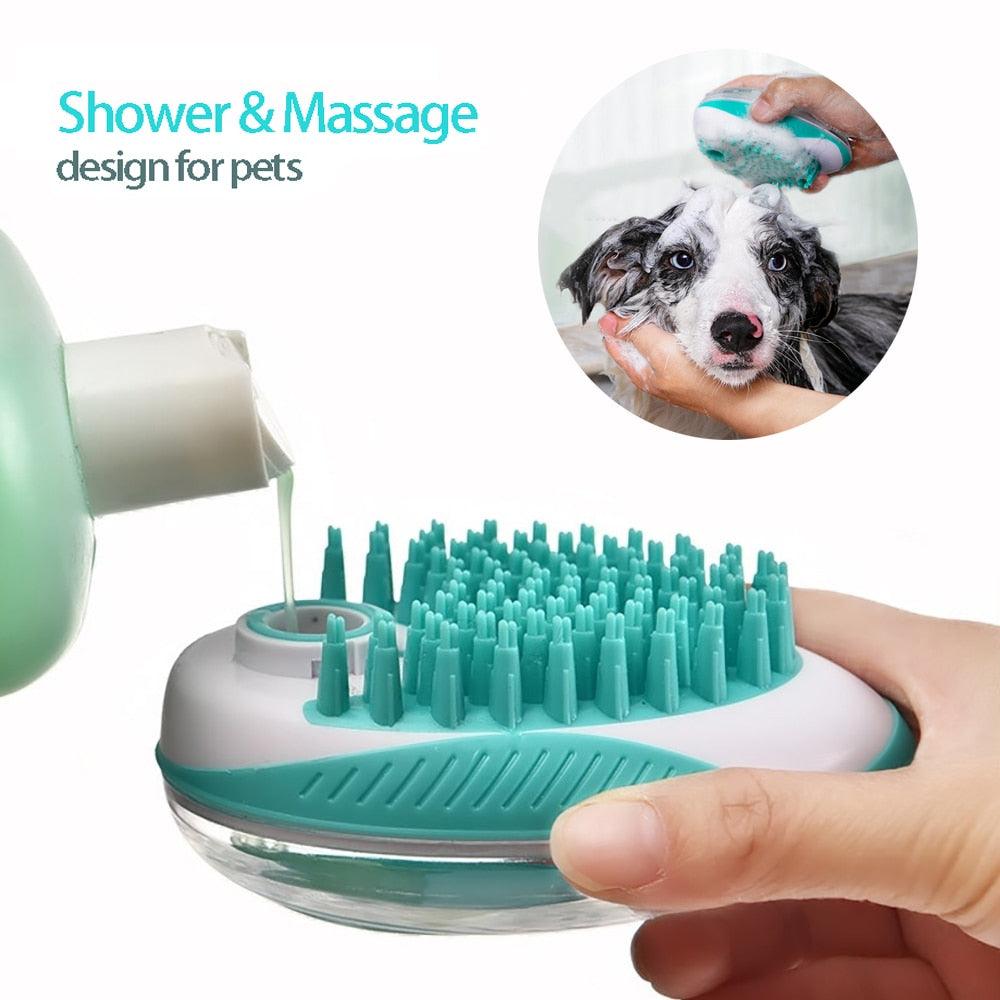 Dog Cat Bath Brush 2-in-1 Pet  Massage Comb Soft Silicone