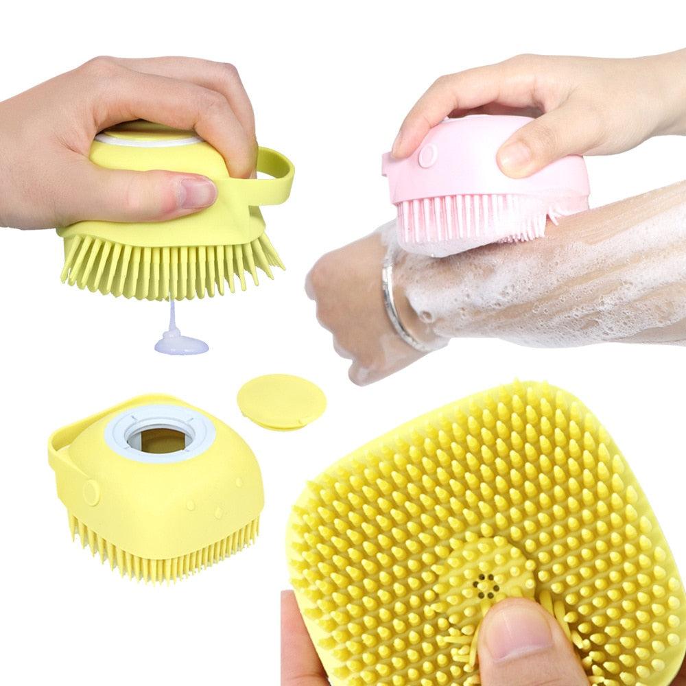 Dog Cat Bath Brush 2-in-1 Pet  Massage Comb Soft Silicone