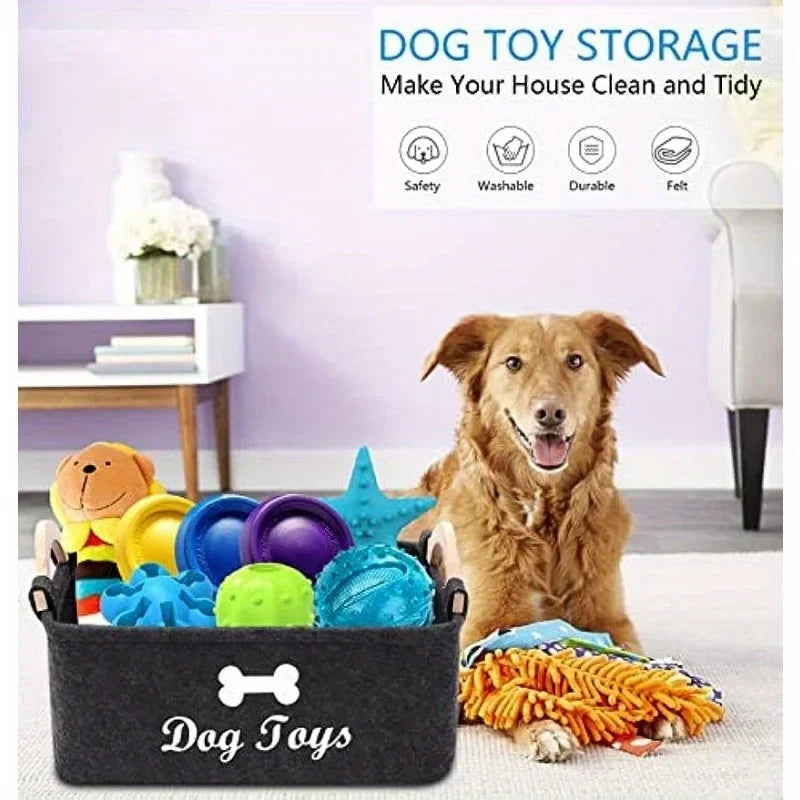 Felt Pet Toy Box, Dog Toy Box, Storage Basket Chest Organizer