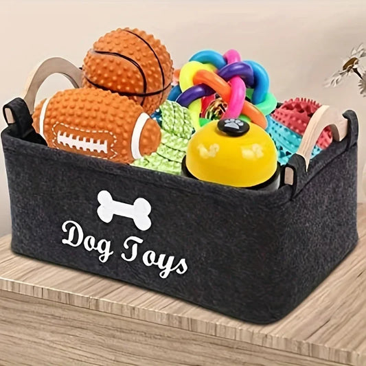 Felt Pet Toy Box, Dog Toy Box, Storage Basket Chest Organizer