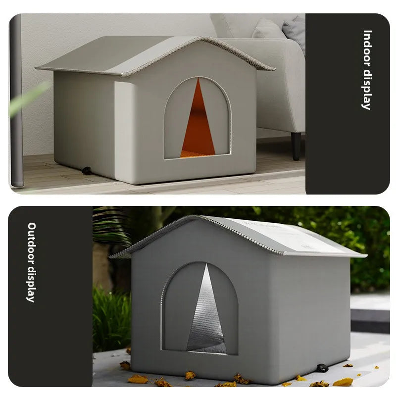 Waterproof Outdoor Pet House – Winter Warm  Foldable, Washable, Cozy Shelter
