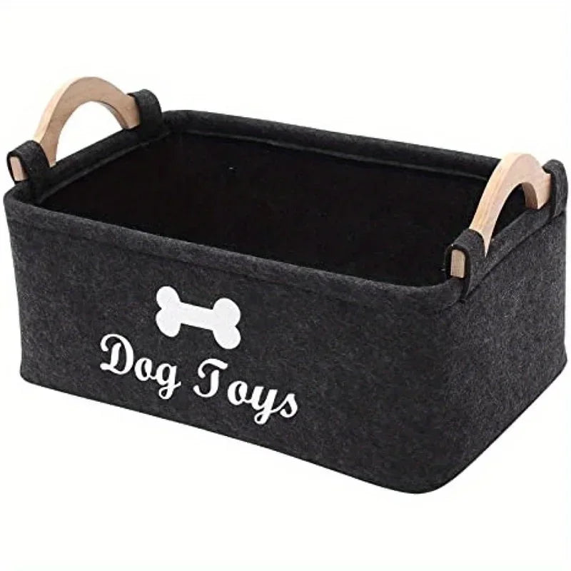 Felt Pet Toy Box, Dog Toy Box, Storage Basket Chest Organizer