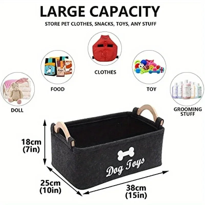 Felt Pet Toy Box, Dog Toy Box, Storage Basket Chest Organizer